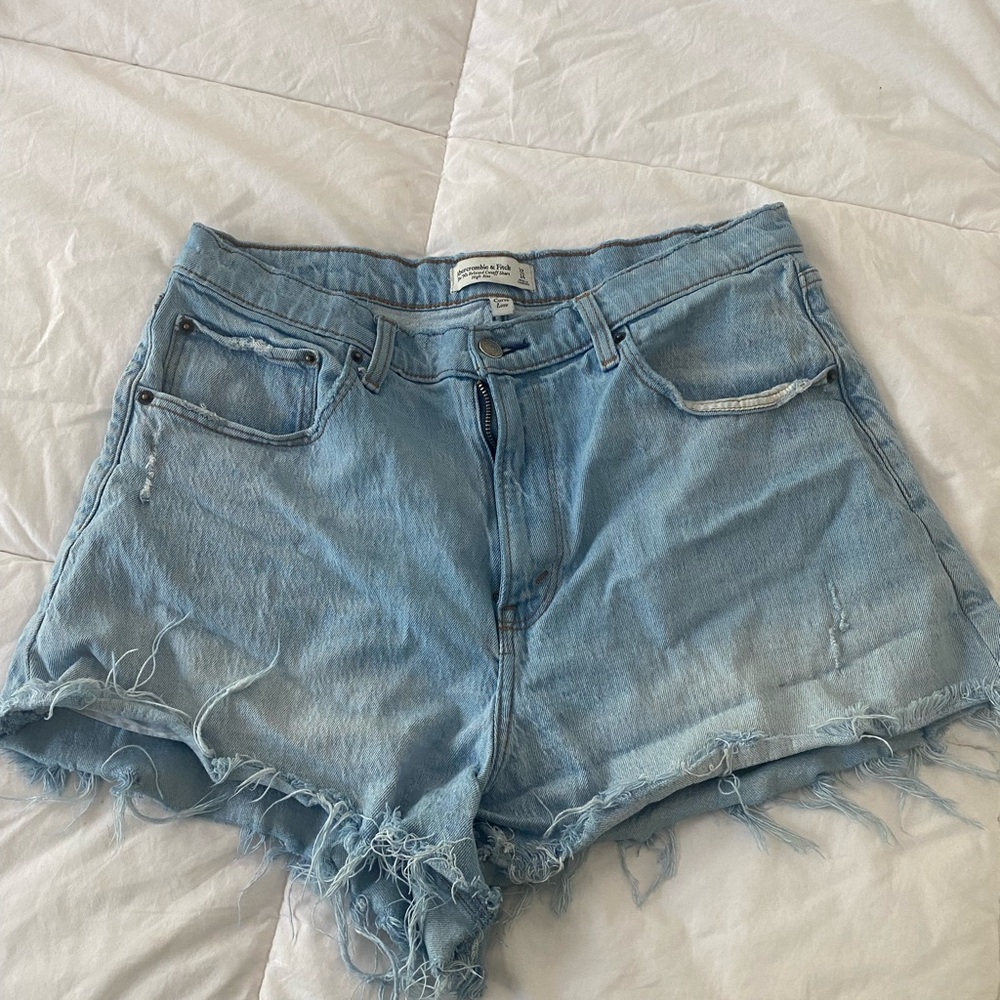 Abercrombie & Fitch Blue Jean Shorts High-Waisted Relaxed